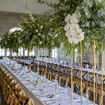 

Display Flower Stand Candle Holder Road Lead Table Centerpieces Metal Gold Stand Pillar Candlestick For Wedding Candelabra