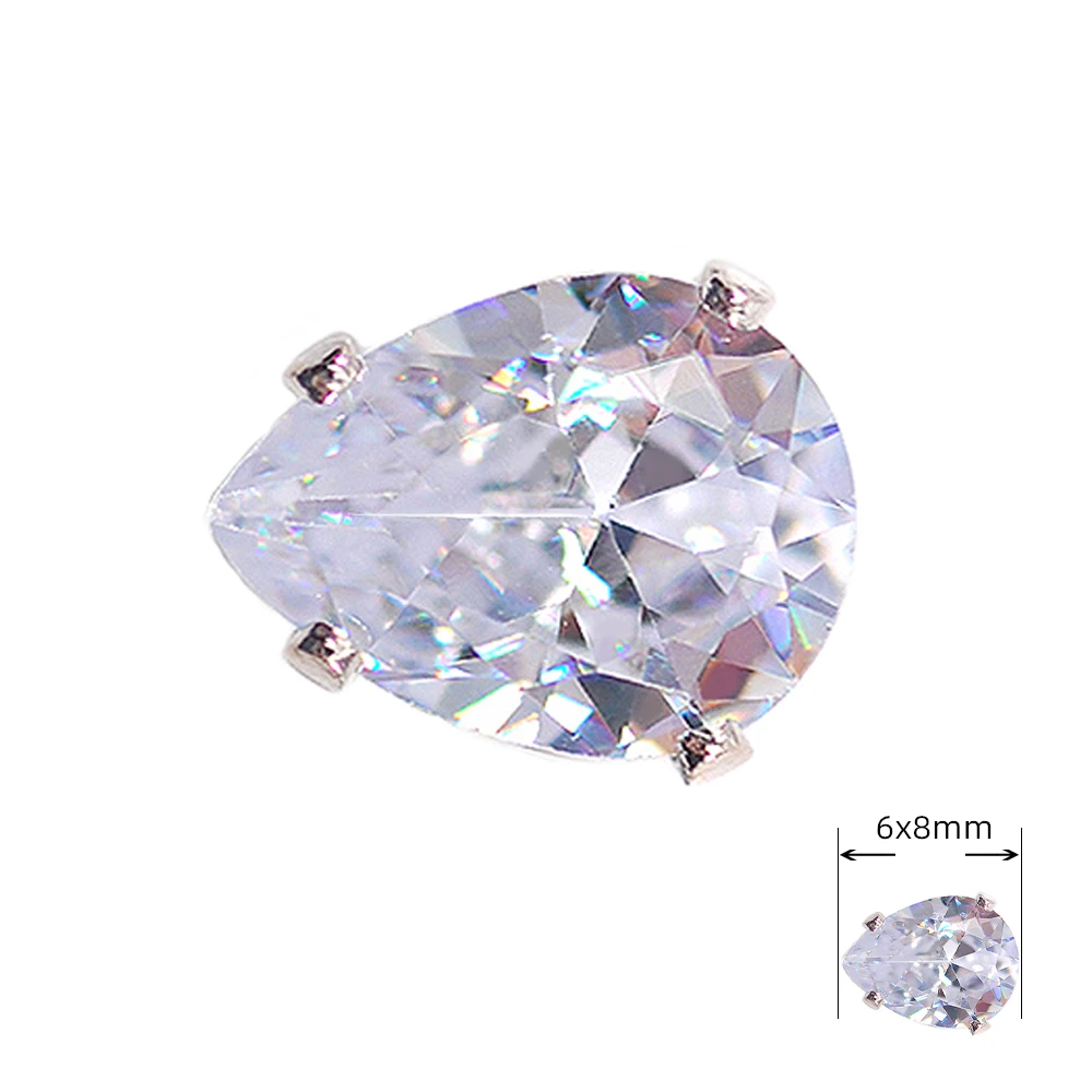 Crystal clear Round & Square cut AAA+ Cubic Zirconia Sew Silver Single Claw Beads Dance Clothes Jewelry Accessories stone beads sewing stones