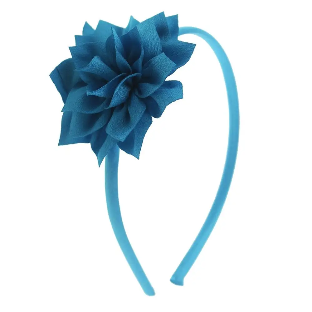 Девушки шифон цветочные повязки на голову DIY Лотос головной убор атласные заколки с лентой аксессуары для волос - Цвет: Синий