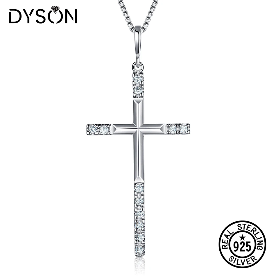 Dyson серебро 925 пробы ожерелья прозрачный Цирконий Нежный крест подвеска для