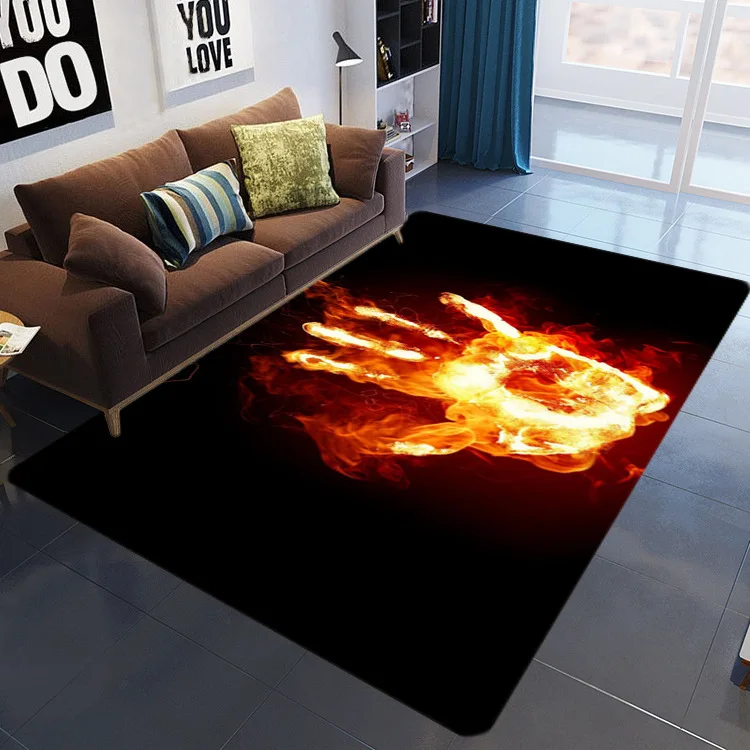 Современный красочный напольный коврик с изображением пламени и футбольного мяча, 3D принтованные ковры для гостиной, спальни, декоративный ковер для детской комнаты, коврик для игровой зоны - Цвет: 5