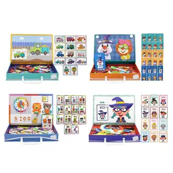 

1 Set Colorful Wooden Vehicles Magnetic Puzzle Sticker Drawing Board Baby Kids Educational Montessori Toys