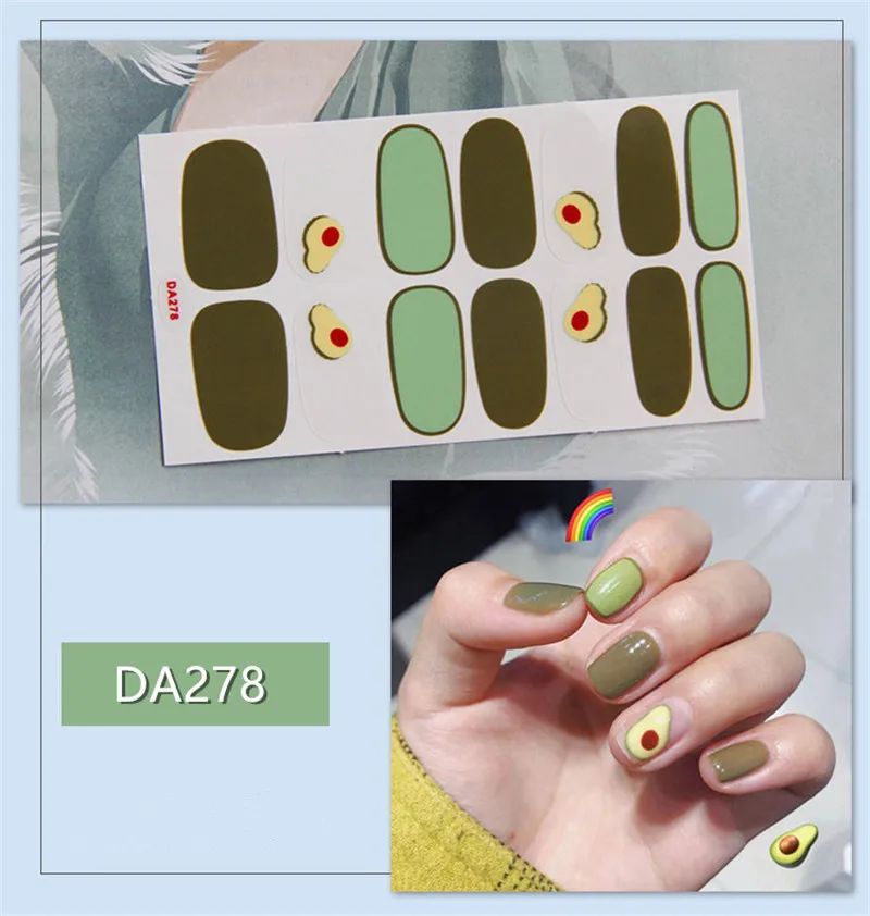 Fashion Flower Avocado Nail Art Stickers for Nails Self Adhesive Decals Manicure Design Accessoires Fruits | Красота и здоровье