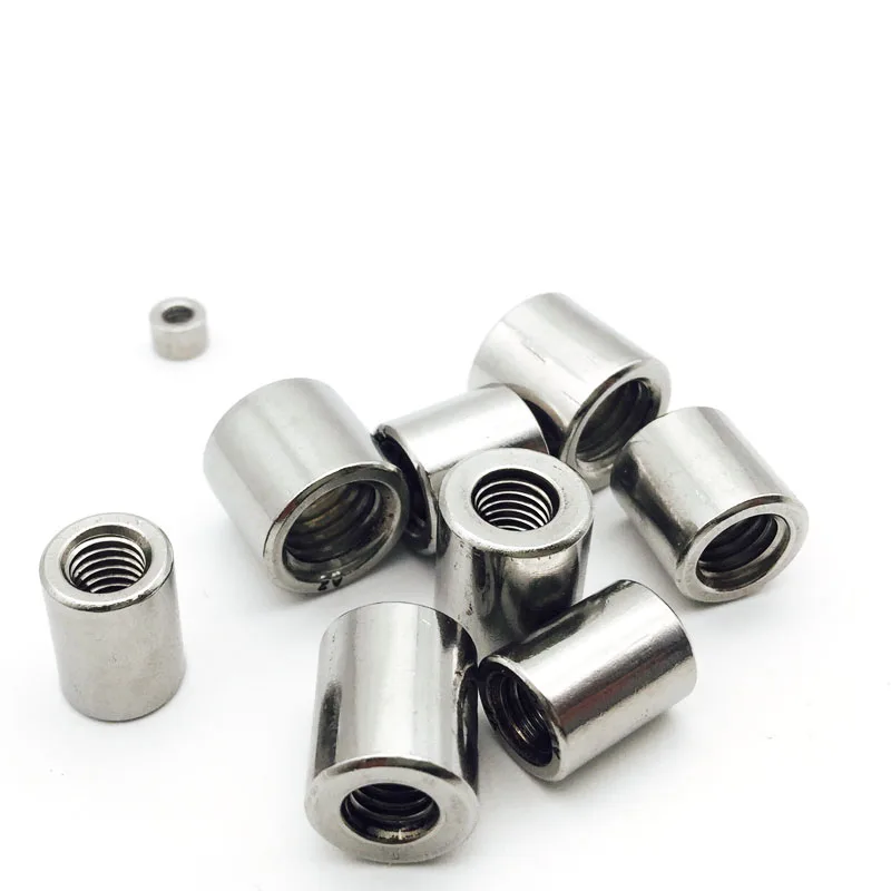 3pcs M8 M10 Stainless Steel Cylindrical Nuts Screw Rod Connection