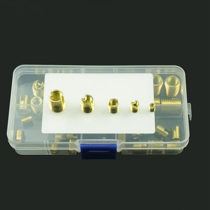 GYTB резьба Insert-50Pcs Латунь Тон саморезы щелевые вставки набор инструментов для ремонта резьбы