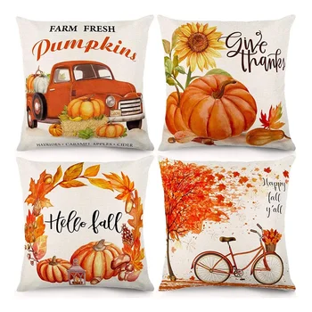 

Pillow Covers Fall Decorations Thanksgiving Autumn Theme Farmhouse Decorative Throw Pillowcase Cotton Linen Cushion Case