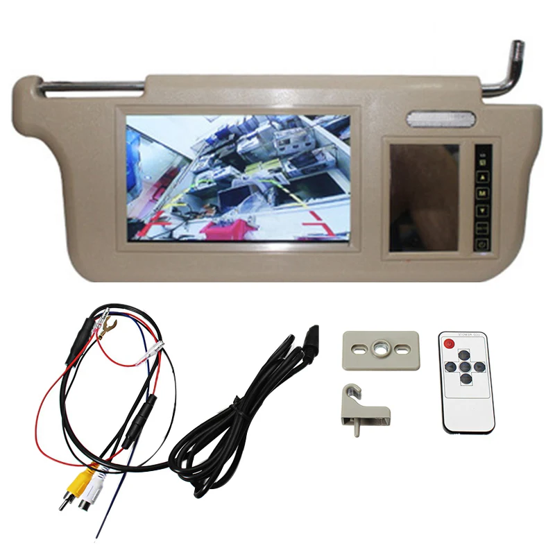 7 Inch Car Sun Visor Mirror Screen LCD Monitor DC 12V Beige Interior Mirror Screen for AV1 AV2 Player Camera - Цвет: right