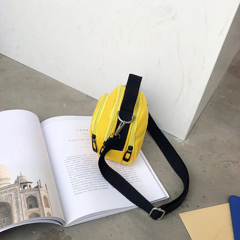 

Hong Kong Style INS Canvas Shell-Type Square Sling Bag Duck Embroidery Shoulder Oblique WOMEN'S Bag