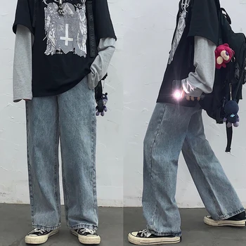 

Men's jeans for the 2020 four seasons fit the new slimming ripped straight jeans jeans loose personality youth men's wear