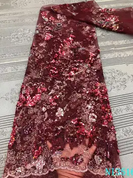 

XIYA African Lace Fabric 2020 Best Selling High Quality French Nigerian Sequins Tulle Lace Fabrics For Women Dress Sewing NI3516