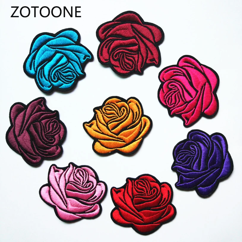 ZOTOONE Cute Flower Patch Iron on Rose Stripes Stickers for Clothes T-shirt DIY Badge Applique Embroidery Sew Note Patches I | Дом и сад