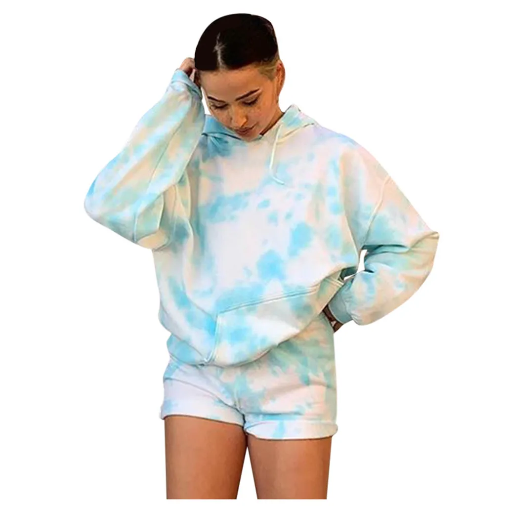 

Women's Tie dye Printed Sweatshirts Tops Star Print Pullvoer Long Sleeve Lady Autumn Harajuku Oversized Hoodies Streetwear