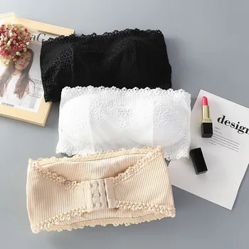 

Seamless Padded Bra Sexy Summer Women Strapless Bra Lace Tube Top Bandeau Crop Tank