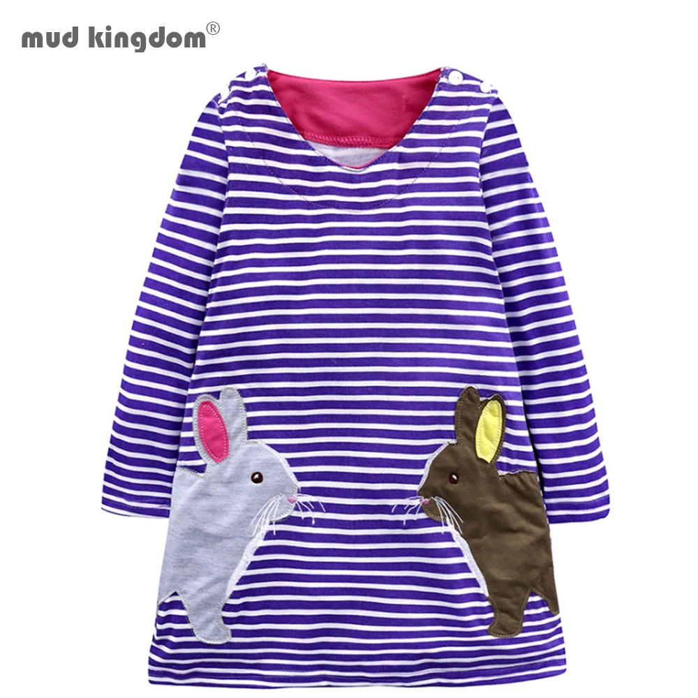 Mudkingdom/комплекты для девочек платье с длинными рукавами детская одежда полосками