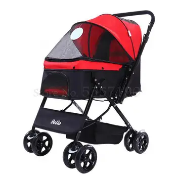 

Pet stroller dog stroller collapsible four-wheeled trolley shock-absorbing reversing cat dog paparazzi car large supplies