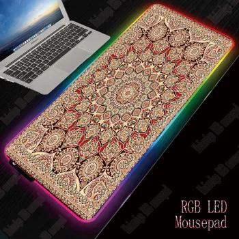 

XGZ Persian Carpet Large LED Light RGB Waterproof Gaming Mouse Pad USB Wired Gamer Mousepad XL Mice Mat 7 Colors for Computer PC