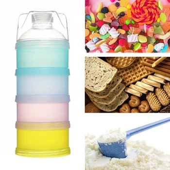 

1Pcs New Portable Baby Milk Box Powder Dispenser Container 4 Layers Storage Formula Milk Container Packed Milk Powder Box