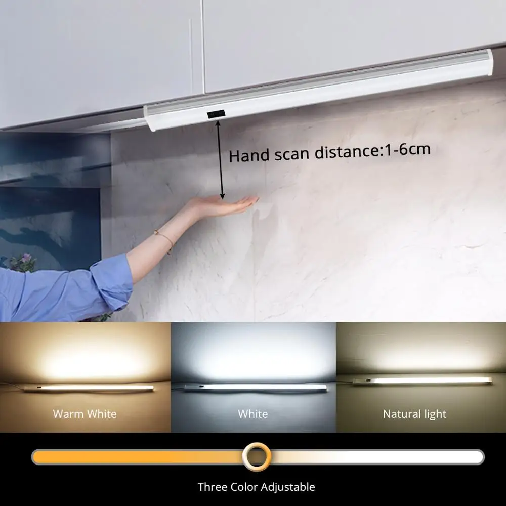 3 цвета Сменные под шкаф светильник ручная развертка переключатель светодиодный