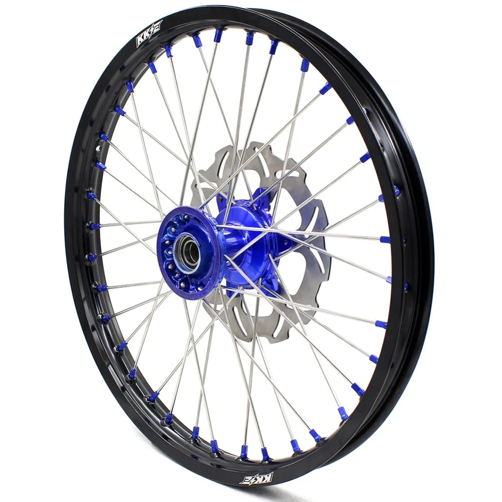 21/19 CASTING COMPLETE MX WHEELS SET FOR YAMAHA YZ250F YZ450F- FRONT 270MM DISC BLUE NIPPLE