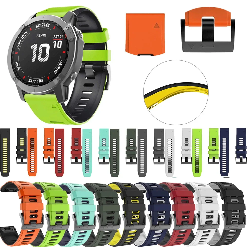 Ремешок быстросъемный 26 мм для Garmin Fenix 6X Pro 3HR 5X 5S 6S pro/Fenix7 7X 22 силиконовый ремешок