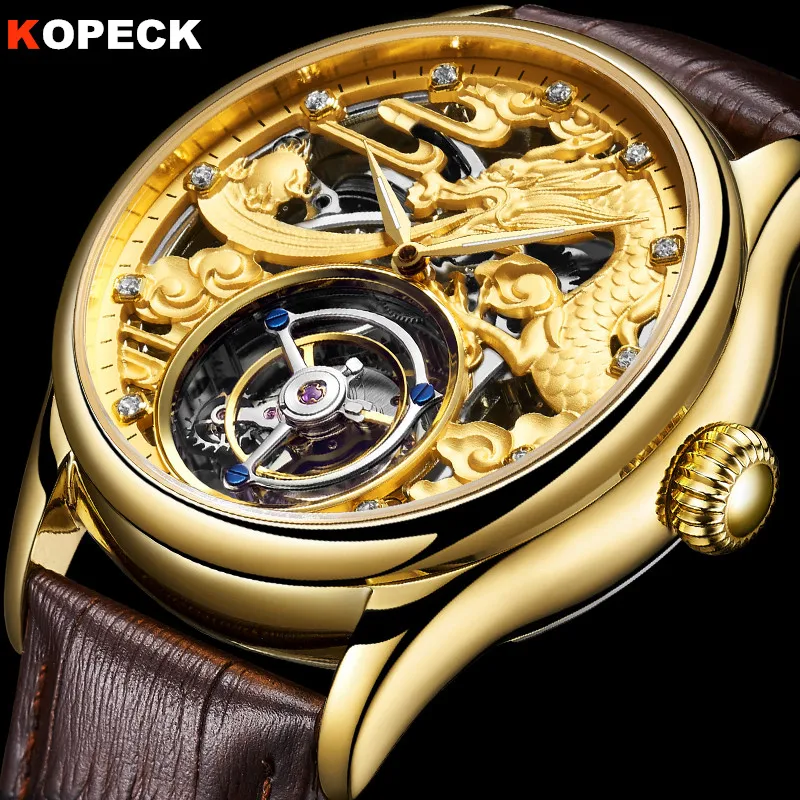 Настоящие Tourbillon часы копейка, механические часы для мужчин, ручной Ветер, Tourbillon чайки, полый ход, мужские часы