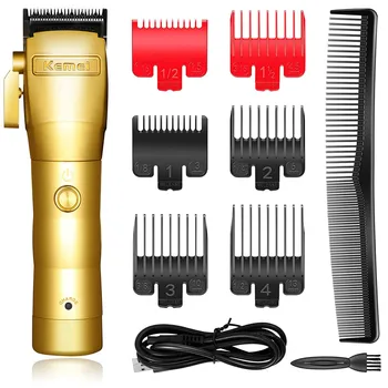

Professional Mens Hair Clippers Hair Trimmer for Men Cordless Grooming Kit Kemei 2850 Barbers and Stylists USB Rechargeable