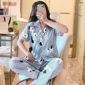 

2020 Pijama Mujer Autumn Winter Pajamas Lovely Leisure Two Piece Set Printing Indoor Clothing Home Suit Sleepwear