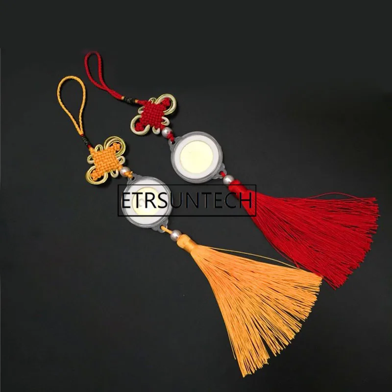 

100pcs Chinese Knot Tassel Coin Holder Capsule With Pad Ring Coin Collectin Home Car Hanging Ornament Decor Gift