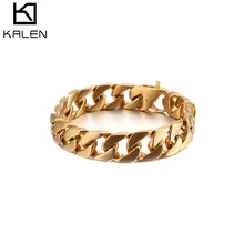 Модные наручники из нержавеющей стали мужские браслеты с подвесками Панк Золотая кубинская цепочка массивная повязка на руку байкерские ювелирные изделия