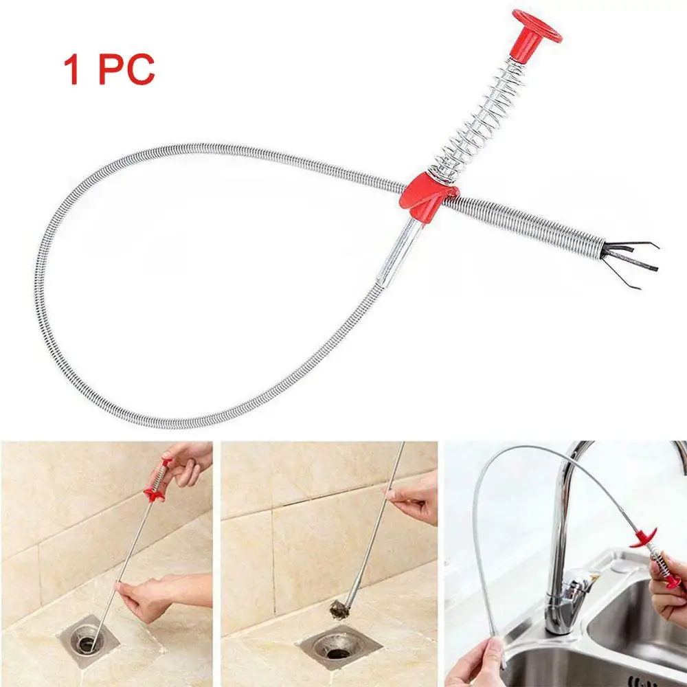 Гибкий крючок для очистки раковины 60 см устройство выемки канализационных труб