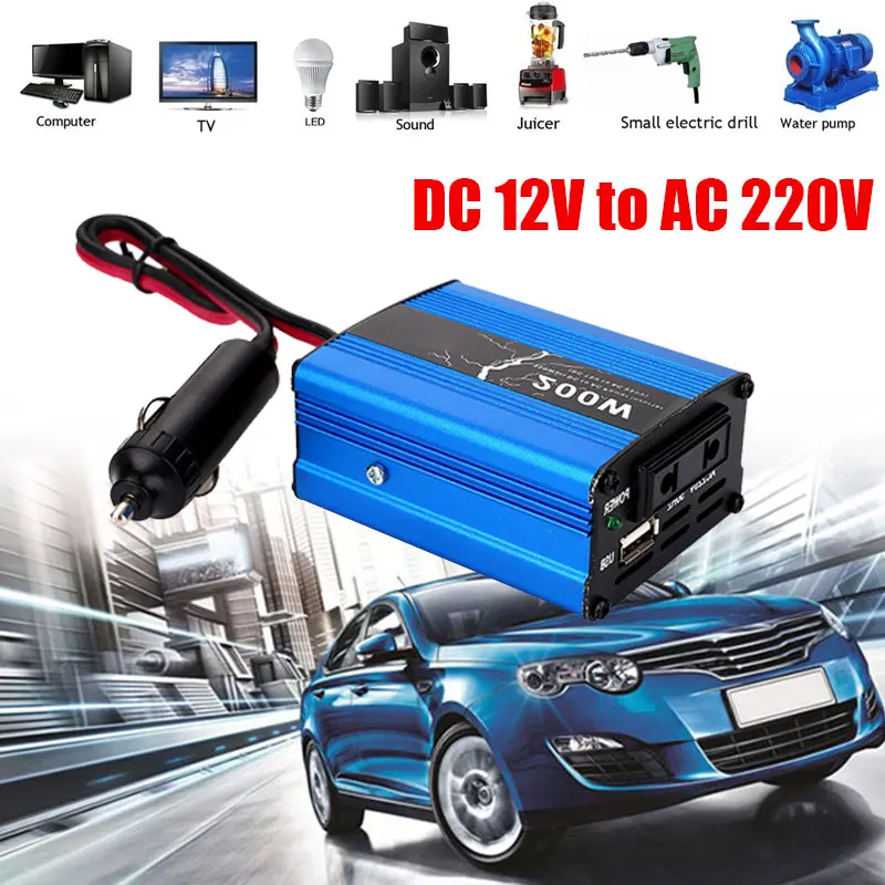 Vehemo Modified Sine Wave Converter Auto Inverter Car Inverter Outdoor Portable Aluminium Alloy Power Supply