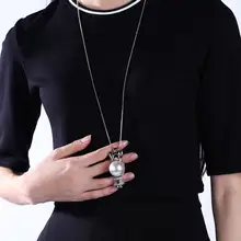 Настоящее натуральное ожерелье из пресноводного жемчуга, подвеска, 925 пробы, серебряные ювелирные изделия для женщин, подарок на свадьбу, длинный свитер, цепочка, ювелирное изделие