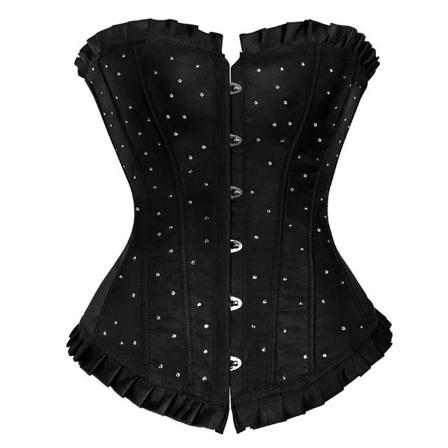Charmian Women's Victorian Vintage Brocade Lace Up Bustier Overbust Corset  Top