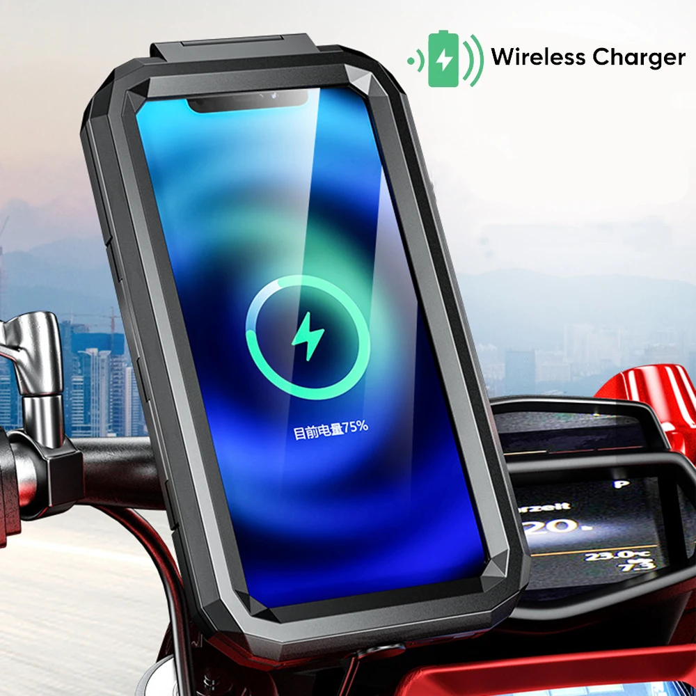 Motorcycle Wireless Charger Holder Type C QC3.0 Fast Charge Motorbike Phone Holder Waterproof Cellphone Case Motor Stand Support mobile holder