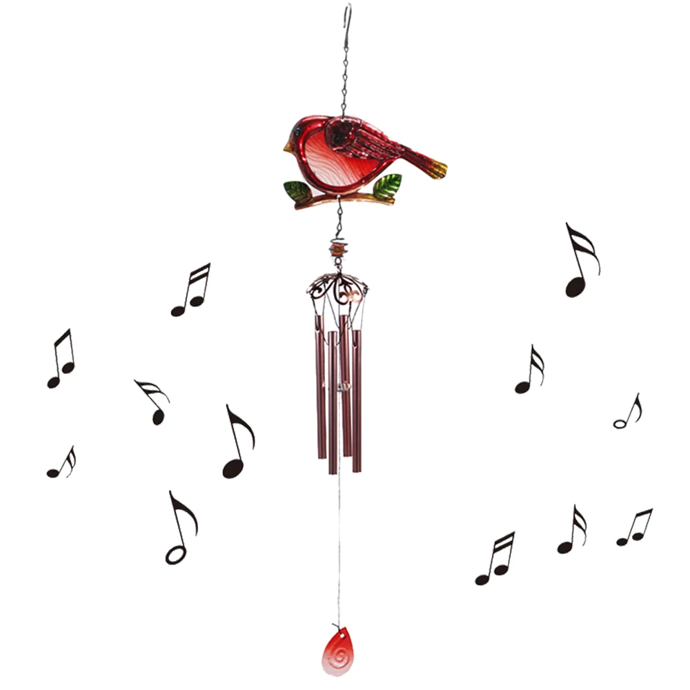 Sitting Bird Portable Metal Glass Decor Wind Chimes Yard Home Hanging Bells Outdoor Garden Ornament Oc18