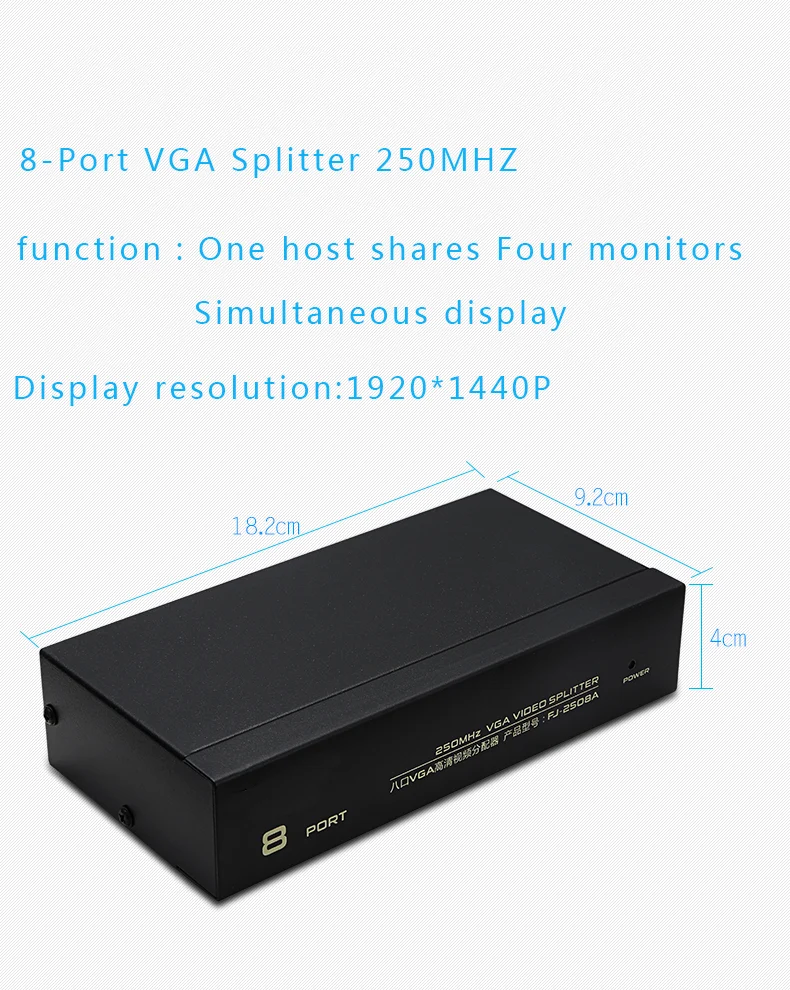 HD VGA сплиттер 2 порта полоса пропускания дисплей одновременно 250 МГц Компьютер ТВ Сплит экран VGA одна минута два 250 МГц