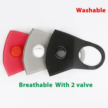 

10/50PCS Washable Protective Mask With 2 Valve Outdoor Cycling Masks Anti-Dust Breathable Face Mask Mascarillas