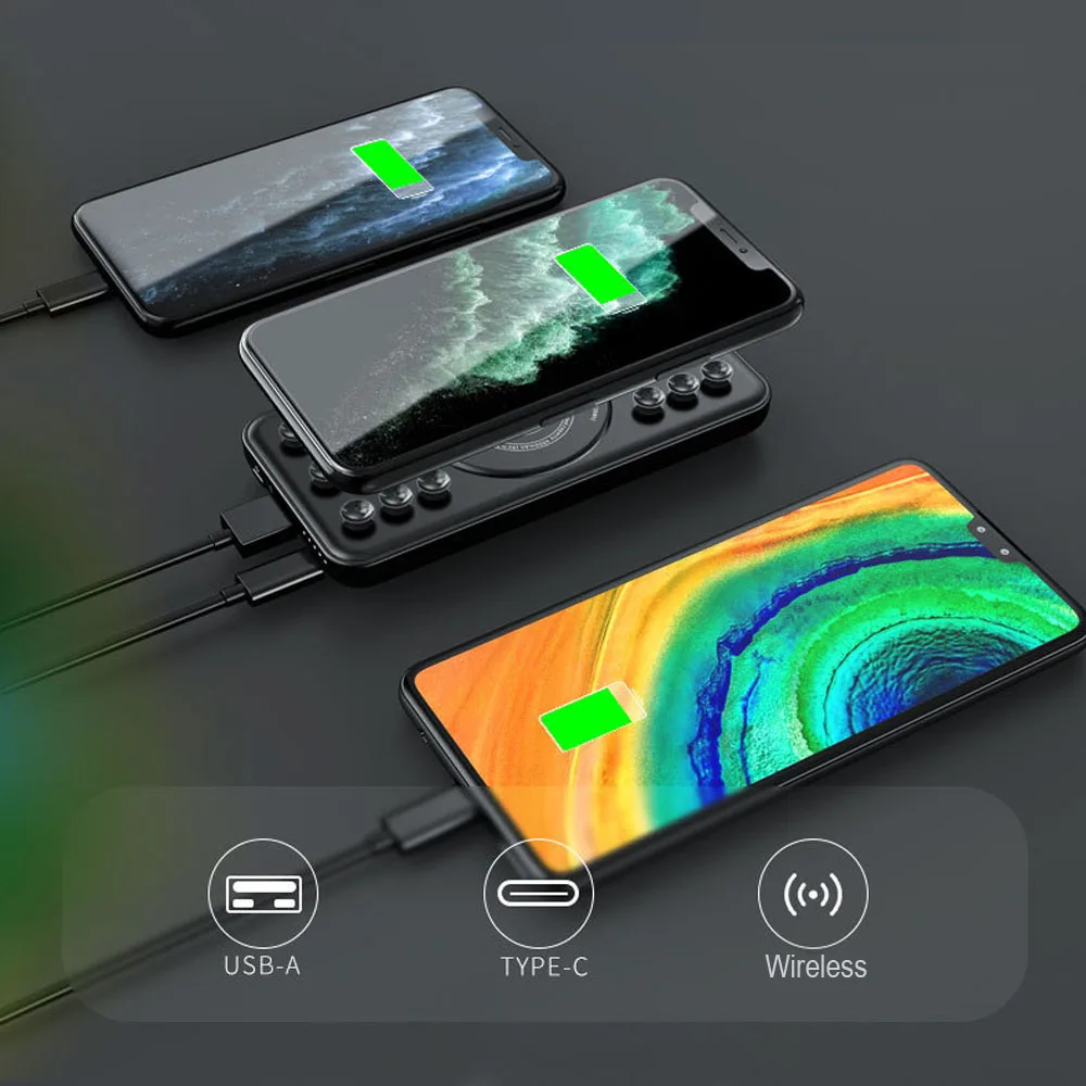 Портативный 10000 мАч QC3.0 PD USBC Lightning беспроводное быстрое зарядное устройство на