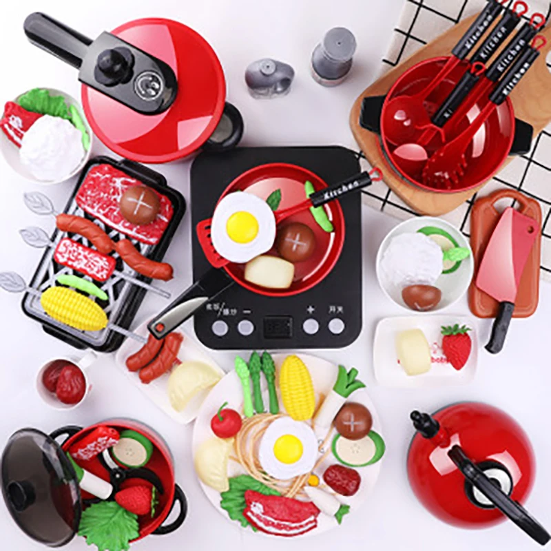 

Children Kitchen Toys Set Pretend Play Simulation Food Cookware Pot Pan Cooking Play House Kitchen Kids Toy Gift For Girls Boys