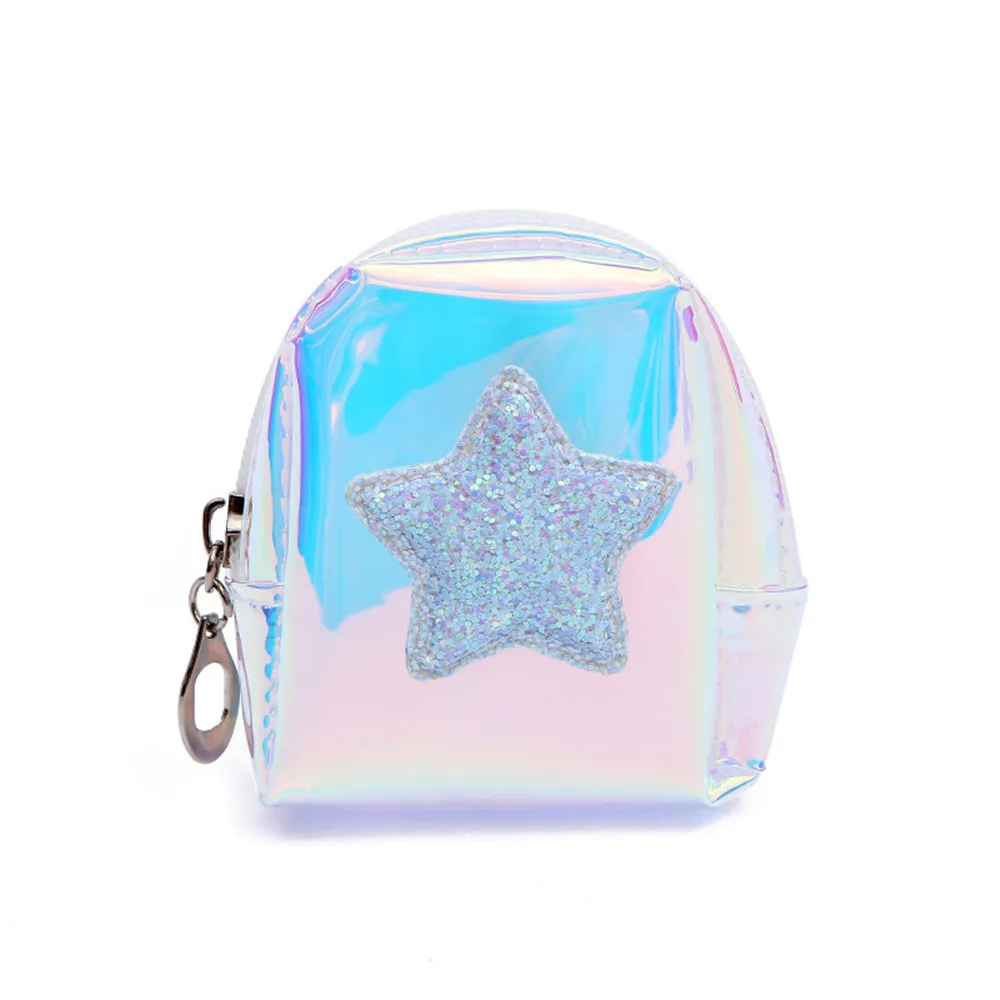 

1pc Random Women Wallet Fashion Keychain Bag Star Sequin Zipper Wallets Coin PVC Laser Purse Clutch Lady