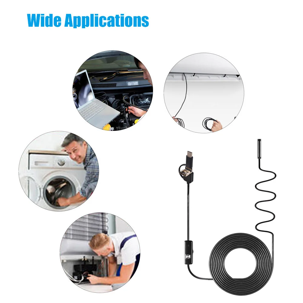 KKmoon 3-in-1 USB Borescope Industrial Endoscope Inspection Borescope Camera Waterproof Inspection Pipe For Android