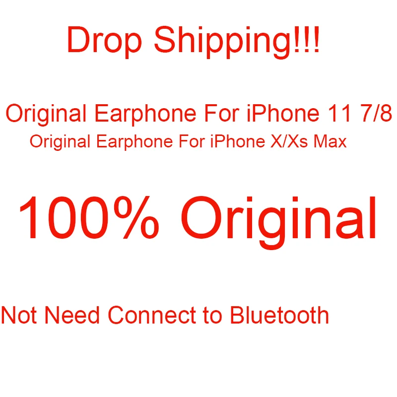 

50 Pcs 100% Original Earphone For iPhone 11 8 7 Xs Xr Max HiFi Stereo Headphone With Mic fone de ouvido For iPhone 7 8 Plus