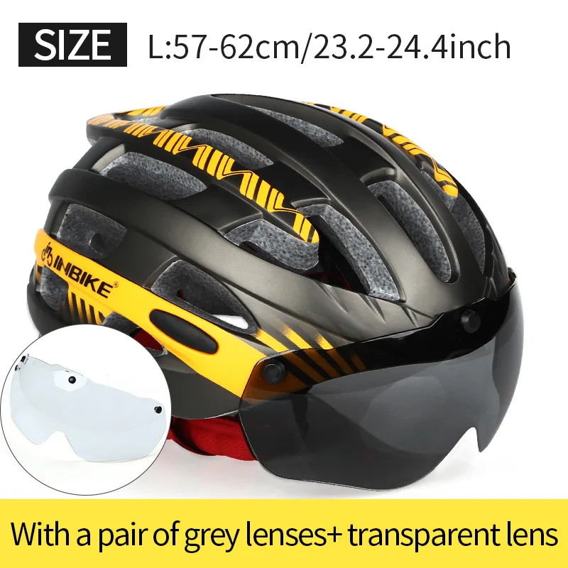 INBIKE велосипедный шлем MTB велосипедные очки Helme Профессиональный Горный гоночный шлем Ciclismo для мужчин и женщин велосипедный в форме безопасной кепки - Цвет: L orange 2 lenses