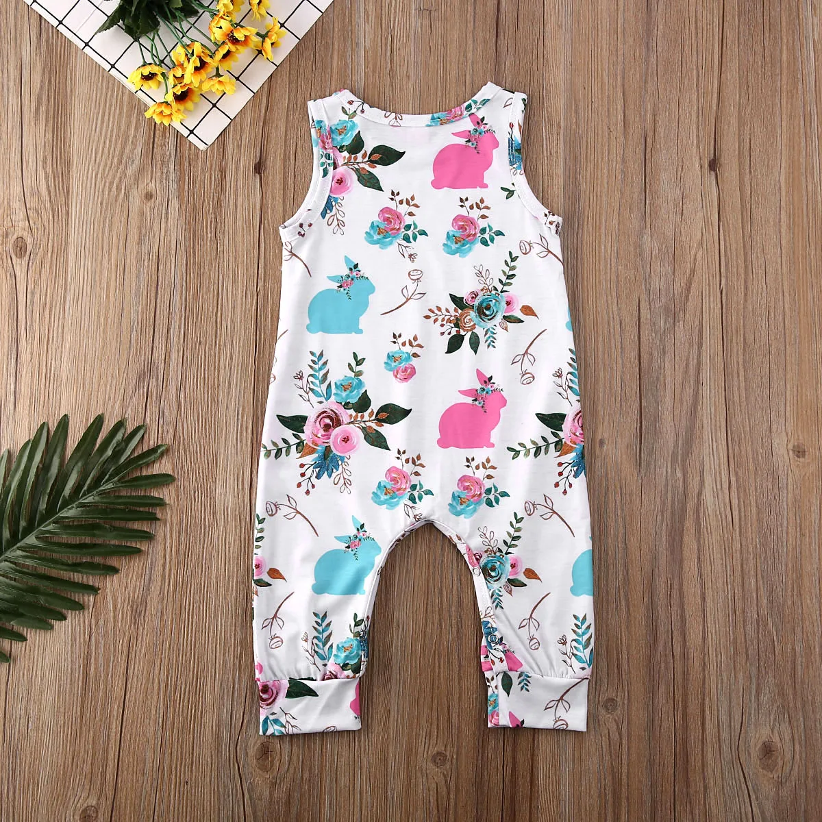 Комбинезон для маленьких девочек и мальчиков; одежда из хлопка; Пасхальный комбинезон с зайчиком для малышей; пляжный костюм; Детский комбинезон; костюм для маленьких девочек