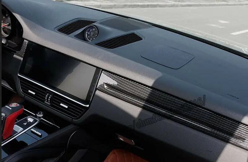 Подходит для Porsche Cayenne- углеродное волокно Co-pilot отделка Лента для приборной панели 3 шт