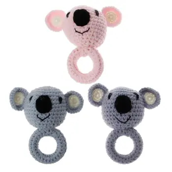 

Drop Ship. Baby Koala Teether Wooden Teething Ring Baby Cartoon Bed Toys for Newborn Rattle Toy Hand Bells Shower Gift
