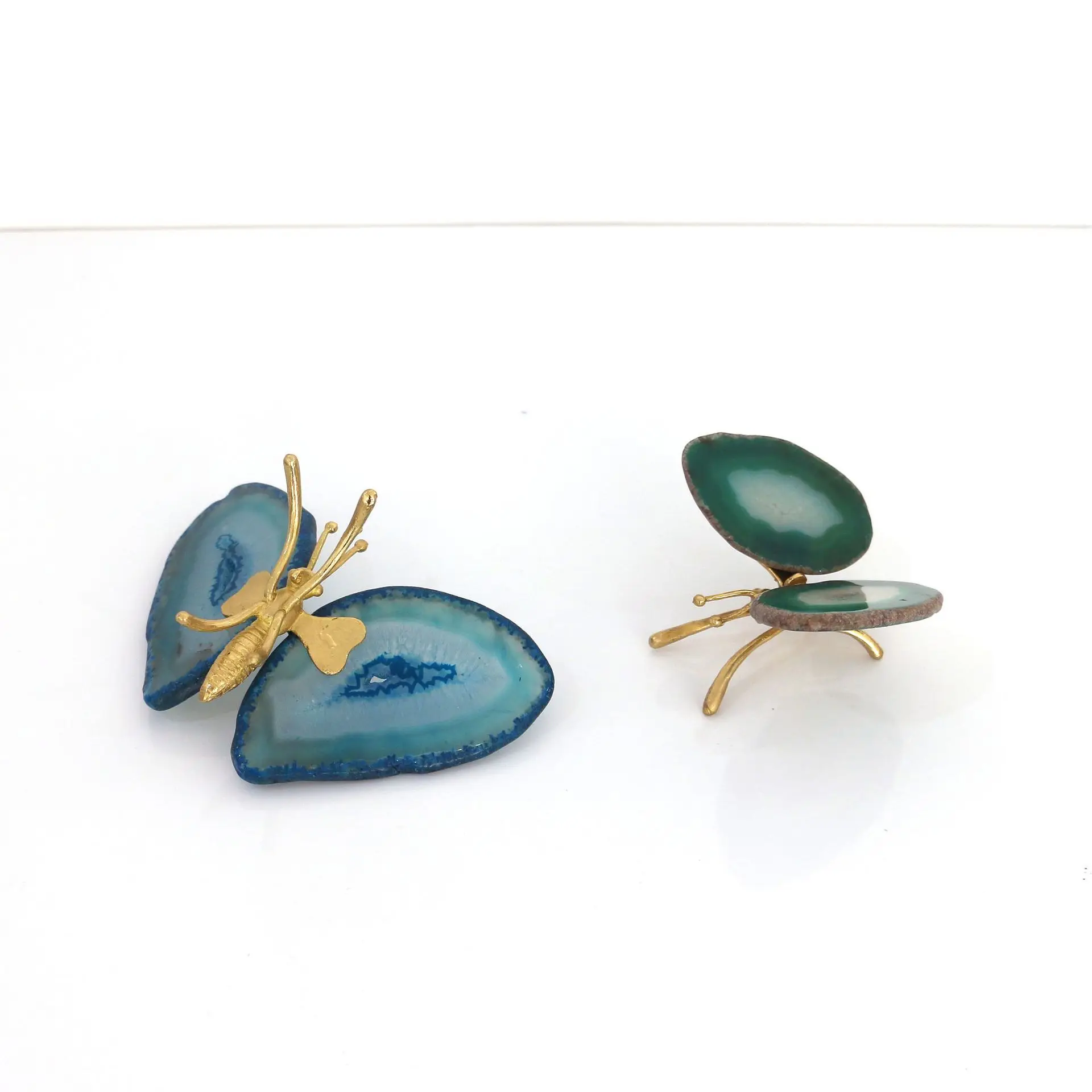 Butterfly Craft Decoration Agate Slice Healing Reiki Stone Quartz Pendant Mineral Home Decor Natural Agate Geode Polished