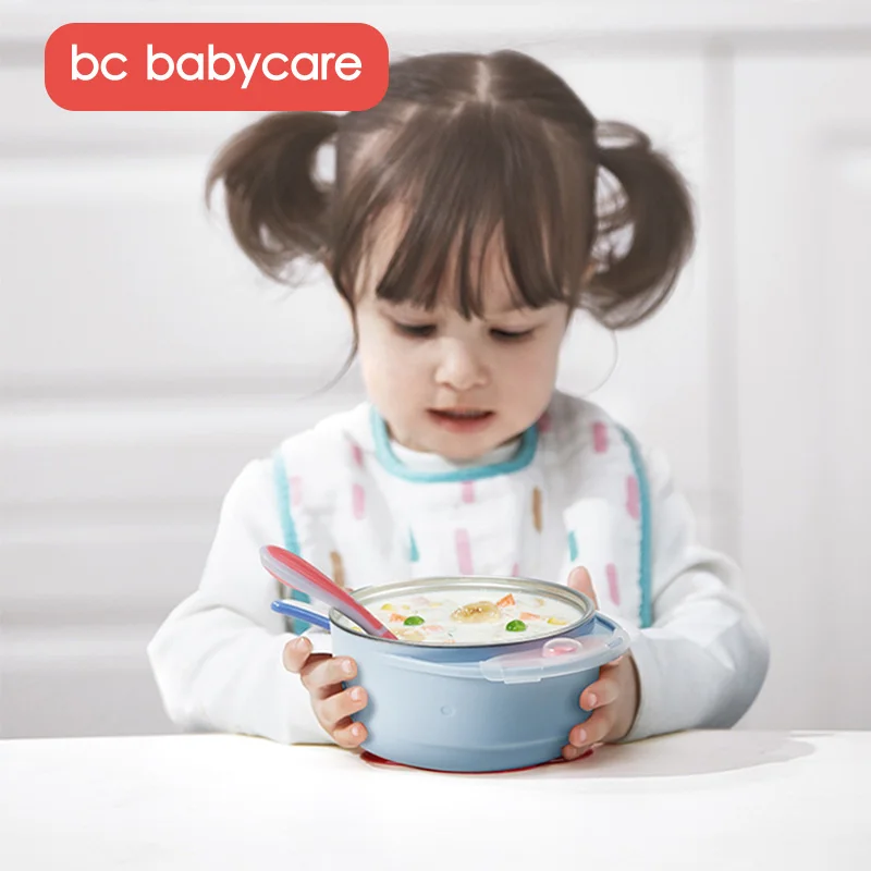Изоляционная чаша для кормления ребенка BC Babycare 316 из нержавеющей стали с крышкой
