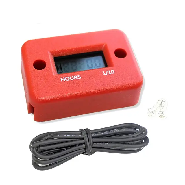 Motorcycle Hour Meter With Battery Timer LCD Digital Display RPM Car Jet Ski Boat Meter Counter Tachometer Gauge Engine Tool orange
