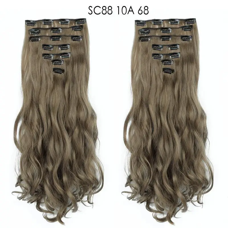 SC8810A68 XINRAN 16 клипс длинные прямые синтетические волосы для наращивания на клипсах в высокотемпературном волокне черный коричневый шиньон - Цвет: SC8810A68